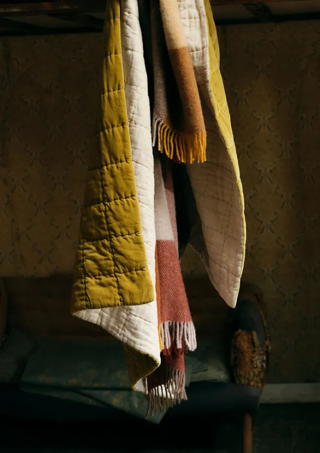 hand_stitched_organic_velvet_quilt_4.webp Textiles | Blankets & Throws-TOAST Hand Stitched Organic Velvet Quilt Pomelo