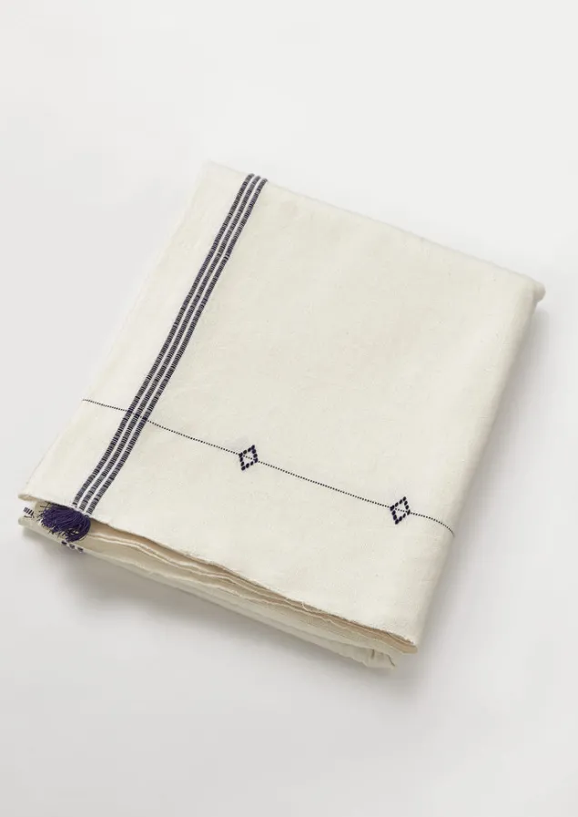 Textiles | Outdoor-TOAST Hand Woven Cotton Tablecloth Ecru/ProvenceBlue