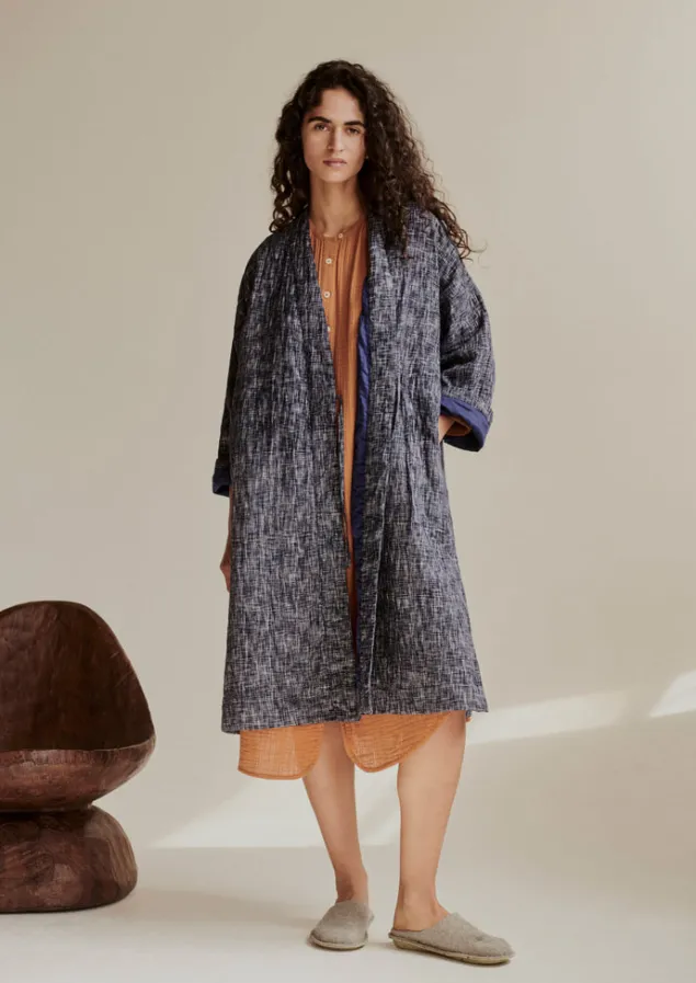Gowns | Nightwear-TOAST Hand Woven Crosshatch Kantha Gown DeepBlue