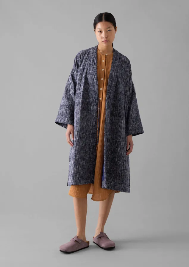 hand_woven_crosshatch_kantha_gown_14.webp Gowns | Nightwear-TOAST Hand Woven Crosshatch Kantha Gown DeepBlue