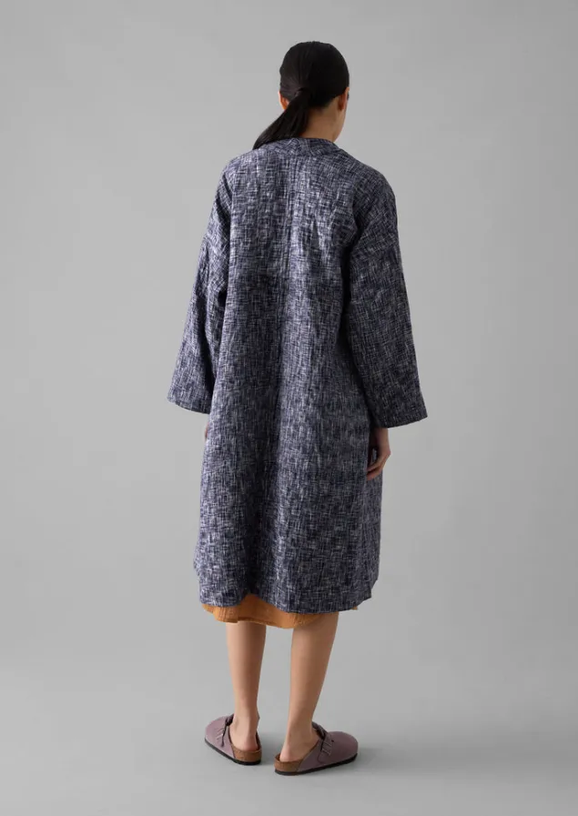 hand_woven_crosshatch_kantha_gown_7.webp Gowns | Nightwear-TOAST Hand Woven Crosshatch Kantha Gown DeepBlue