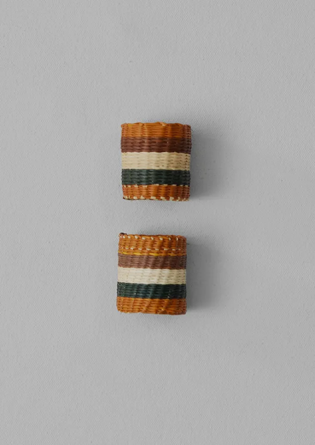 Textiles | Kitchen-TOAST Hand Woven Iraca Napkin Rings Sand/Multi