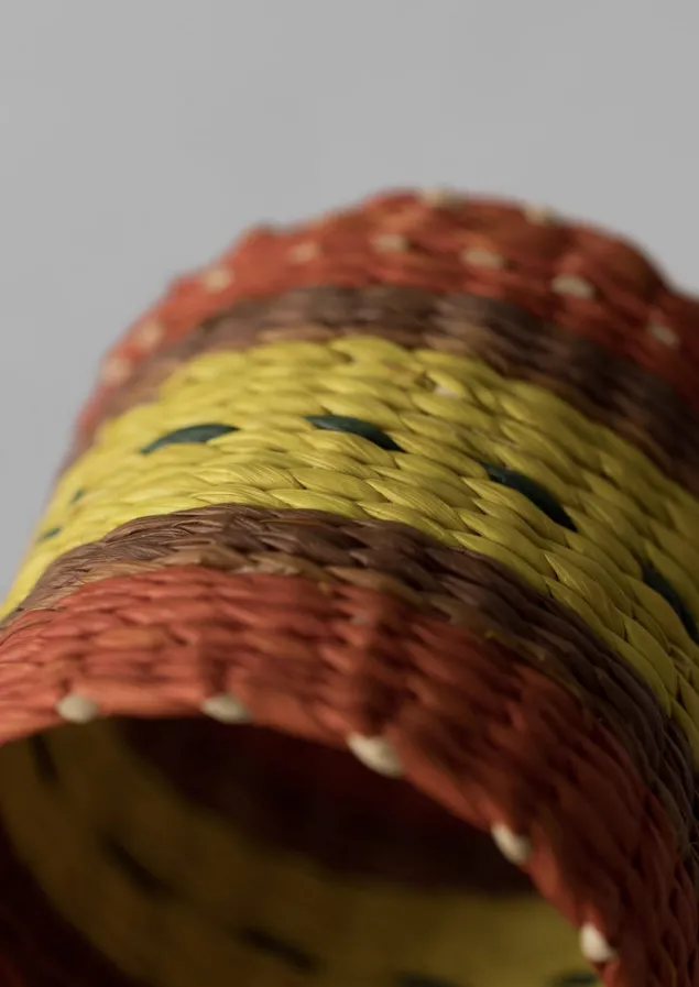 hand_woven_iraca_napkin_rings_6.webp Textiles | Kitchen-TOAST Hand Woven Iraca Napkin Rings Citron/Multi
