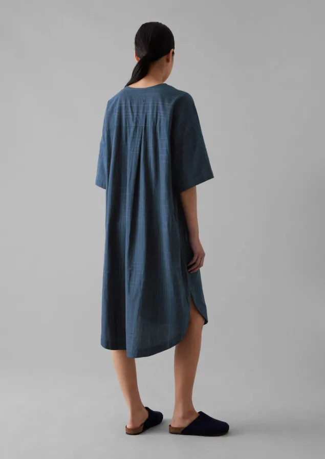 hand_woven_sketched_check_nightdress_17.webp Nightwear | Loungewear-TOAST Hand Woven Sketched Check Nightdress Twilight/Ecru