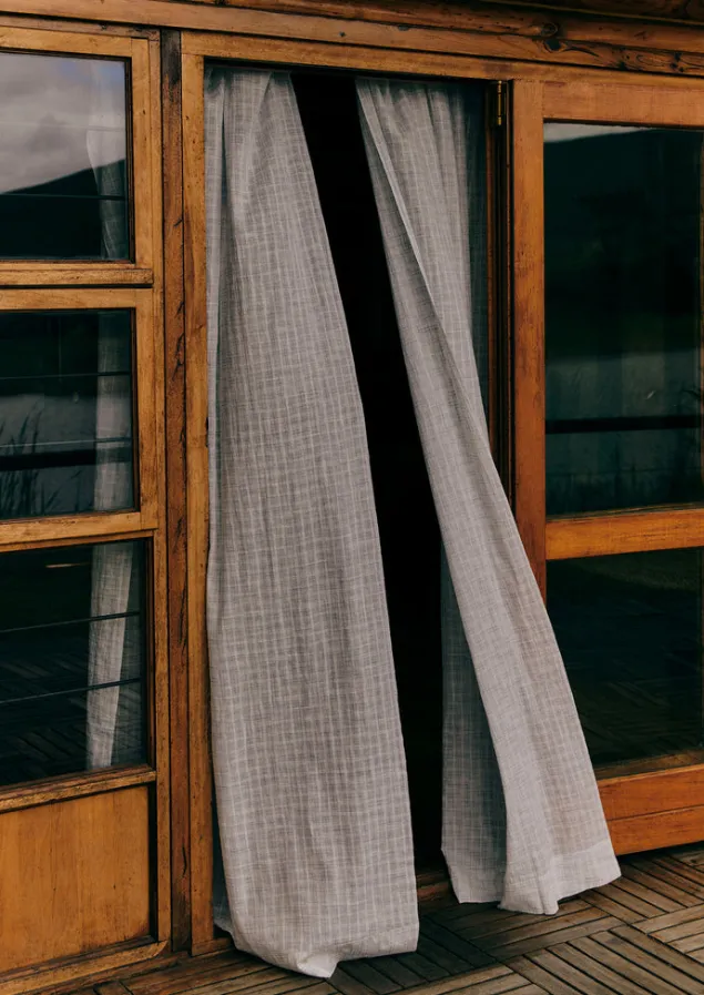 Textiles | Curtains-TOAST Hand Woven Space Dye Curtain Set Chalk/BreezeBlue