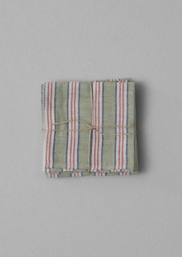 Textiles | Kitchen-TOAST Hand Woven Stripe Napkin Set MineralGreen