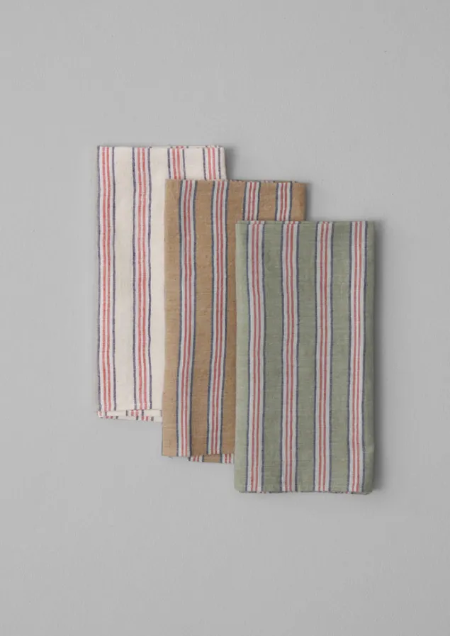 hand_woven_stripe_napkin_set_10-2.webp Textiles | Kitchen-TOAST Hand Woven Stripe Napkin Set MineralGreen