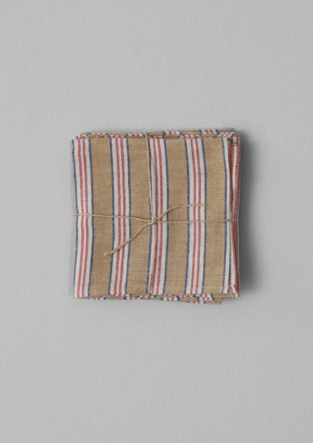 hand_woven_stripe_napkin_set_4-2.webp Textiles | Tableware-TOAST Hand Woven Stripe Napkin Set Ochre
