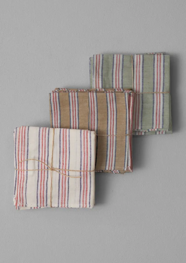 hand_woven_stripe_napkin_set_5-3.webp Textiles | Kitchen-TOAST Hand Woven Stripe Napkin Set MineralGreen