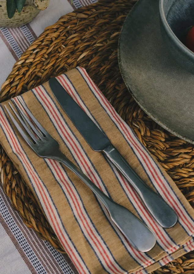 hand_woven_stripe_napkin_set_5-5.webp Textiles | Tableware-TOAST Hand Woven Stripe Napkin Set Ochre