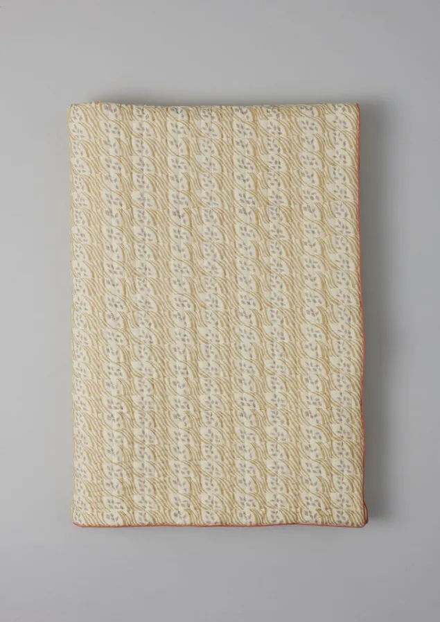 Textiles | Blankets & Throws-TOAST Harvest Block Print Cotton Quilt Sand/Hellebore
