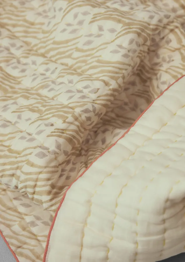harvest_block_print_cotton_quilt_3-1.webp Textiles | Blankets & Throws-TOAST Harvest Block Print Cotton Quilt Sand/Hellebore