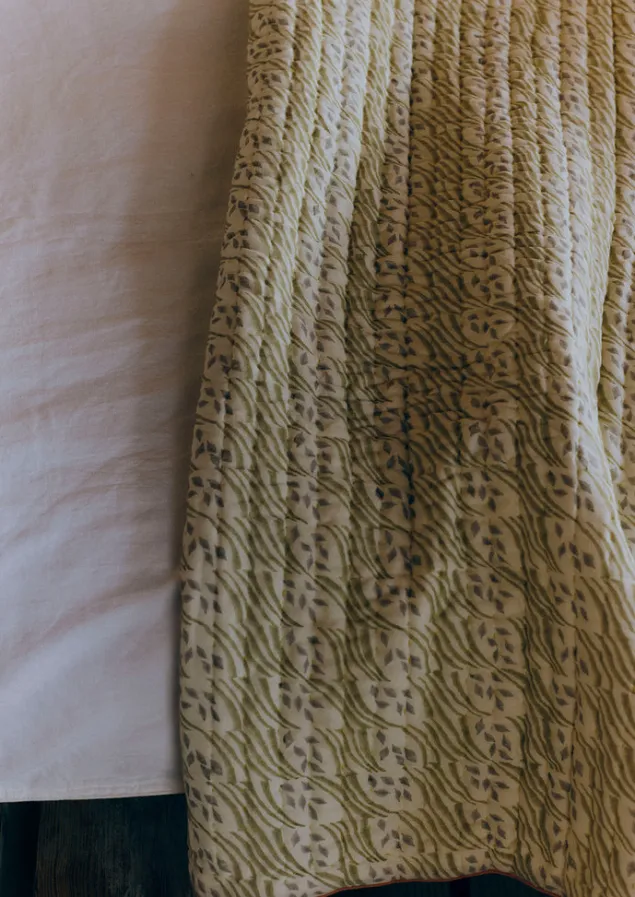 harvest_block_print_cotton_quilt_7-1.webp Textiles | Blankets & Throws-TOAST Harvest Block Print Cotton Quilt Sand/Hellebore
