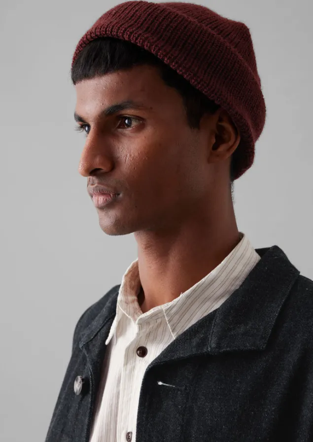 heimat_mechanic_wool_hat_3.webp Hats, Scarves & Gloves-TOAST Heimat Mechanic Wool Hat Burgundy
