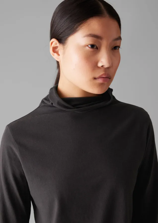 high_neck_soft_cotton_tee_3.webp Jersey | Loungewear-TOAST High Neck Soft Cotton Tee SoftCharcoal