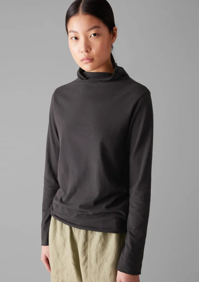 high_neck_soft_cotton_tee_7.webp Jersey | Loungewear-TOAST High Neck Soft Cotton Tee SoftCharcoal