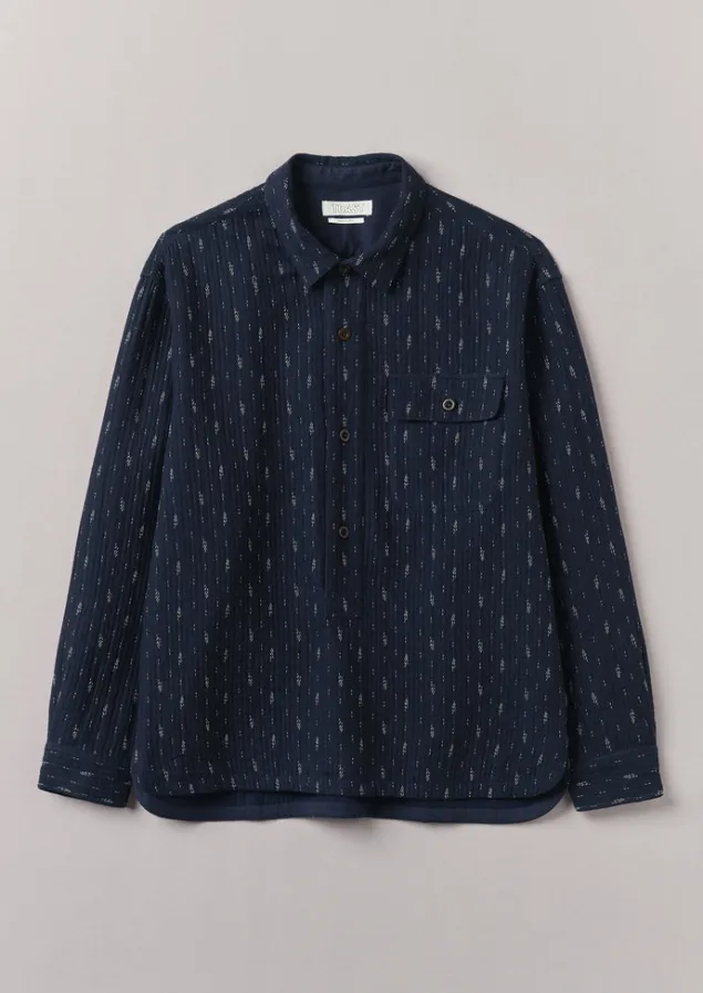 Shirts-TOAST Running Stitch Overshirt Indigo