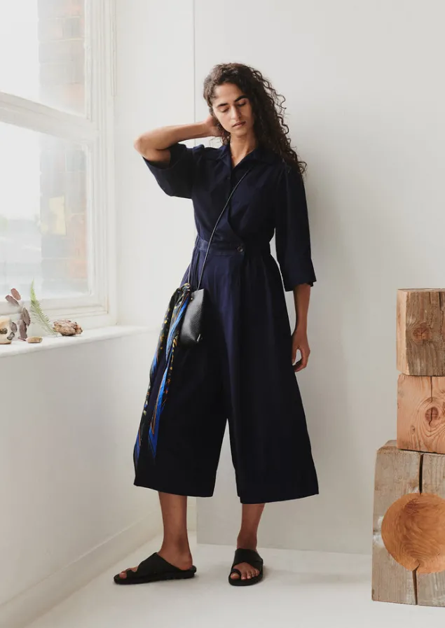 Jumpsuits | Trousers-TOAST Twill Culotte Jumpsuit Indigo