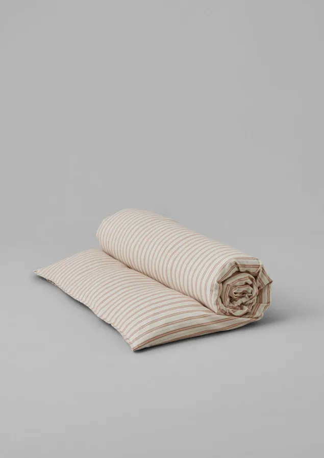 Textiles | Bed Linen-TOAST Ines Flannel Stripe Cotton Duvet Cover Apricot/SoftBlue