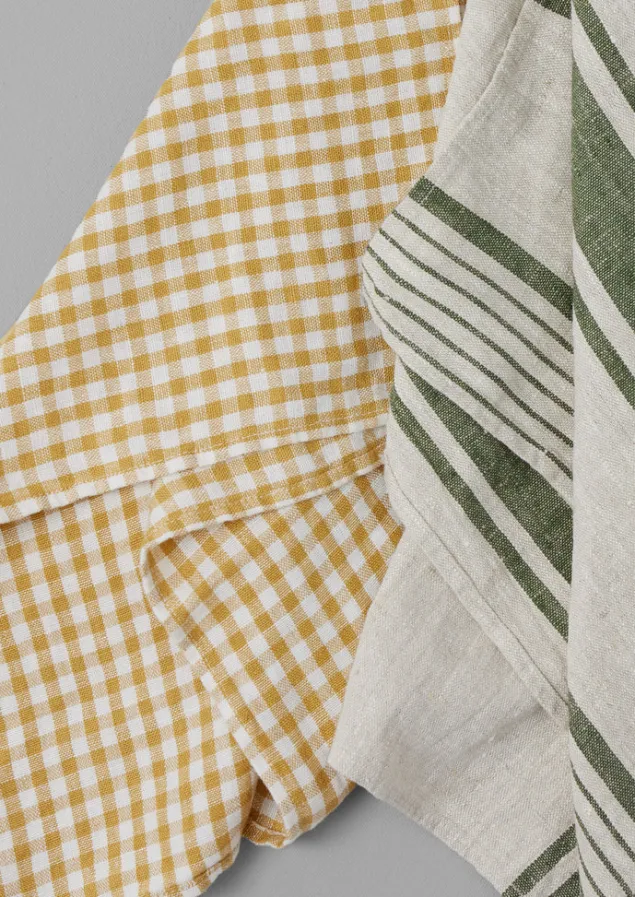irregular_stripe_linen_tea_towel_7.webp Textiles | Aprons & Tea Towels-TOAST Irregular Stripe Linen Tea Towel Natural/Forest