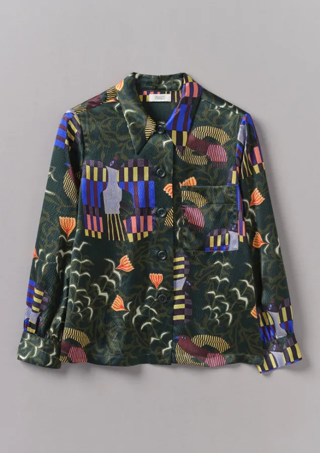 isobel_harvey_birds_print_baya_shirt_5.webp Shirts | Tops & Tees-TOAST Isobel Harvey Birds Print Baya Shirt OilGreen