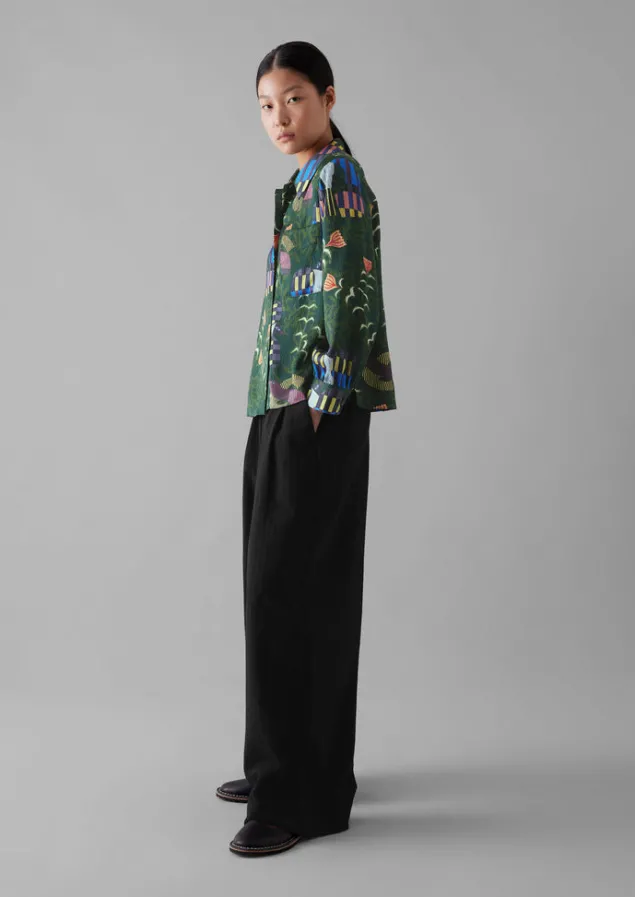 isobel_harvey_birds_print_baya_shirt_6.webp Shirts | Tops & Tees-TOAST Isobel Harvey Birds Print Baya Shirt OilGreen