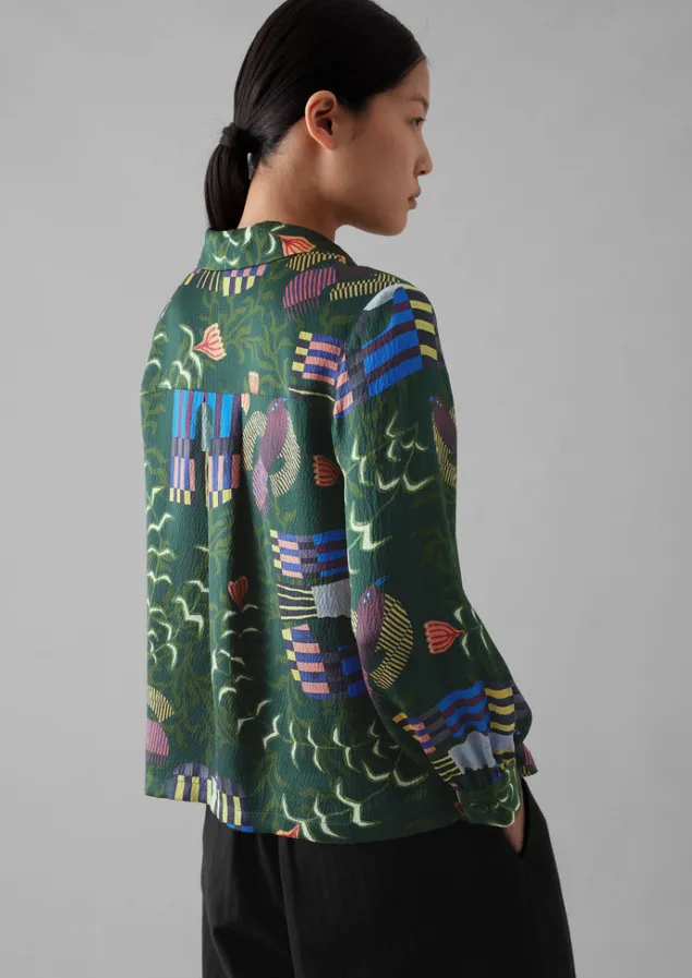 isobel_harvey_birds_print_baya_shirt_7.webp Shirts | Tops & Tees-TOAST Isobel Harvey Birds Print Baya Shirt OilGreen