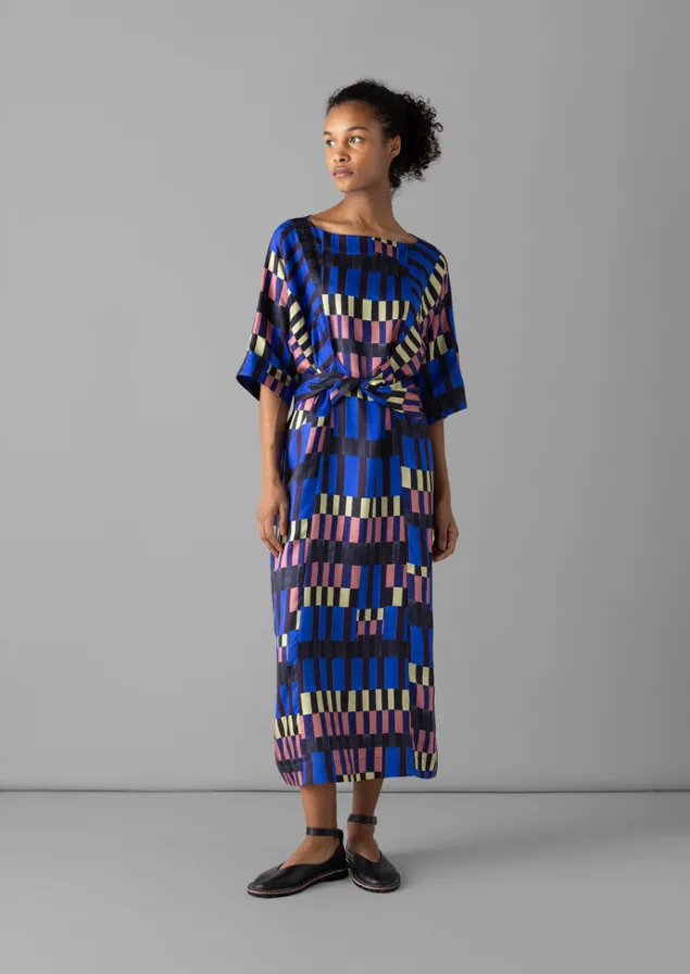 isobel_harvey_tie_waist_check_print_dress_3.webp Dresses-TOAST Isobel Harvey Tie Waist Check Print Dress Multi
