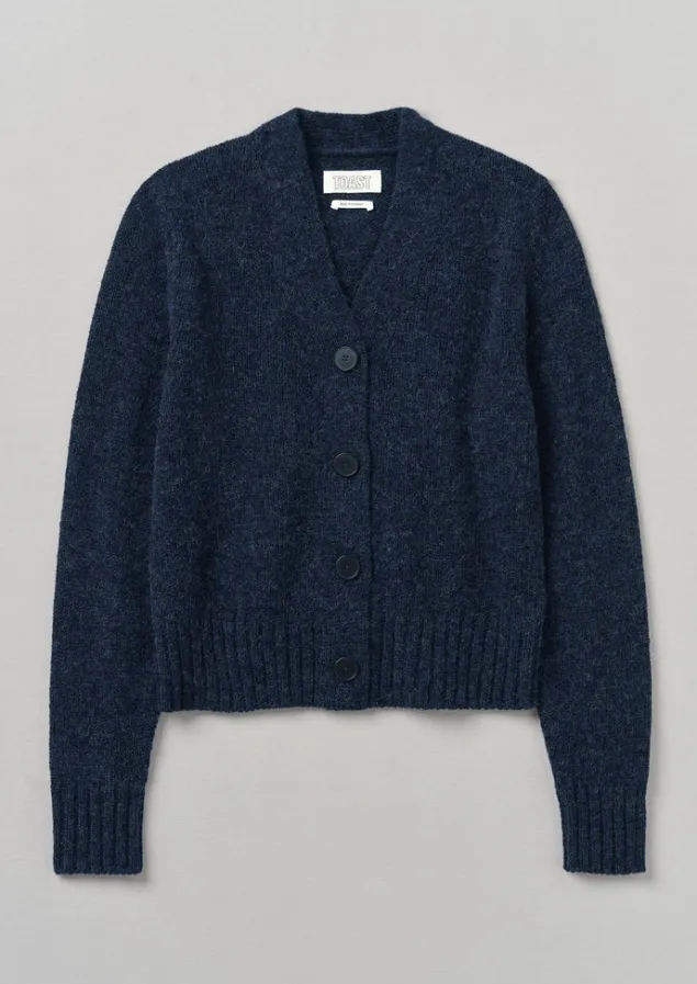 Knitwear-TOAST Kaia V-Neck Wool Cardigan NavyMelange
