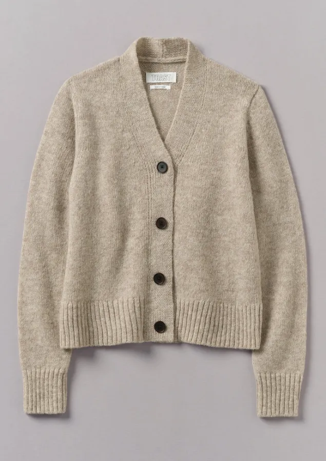 Knitwear-TOAST Kaia V-Neck Wool Cardigan Oatmeal