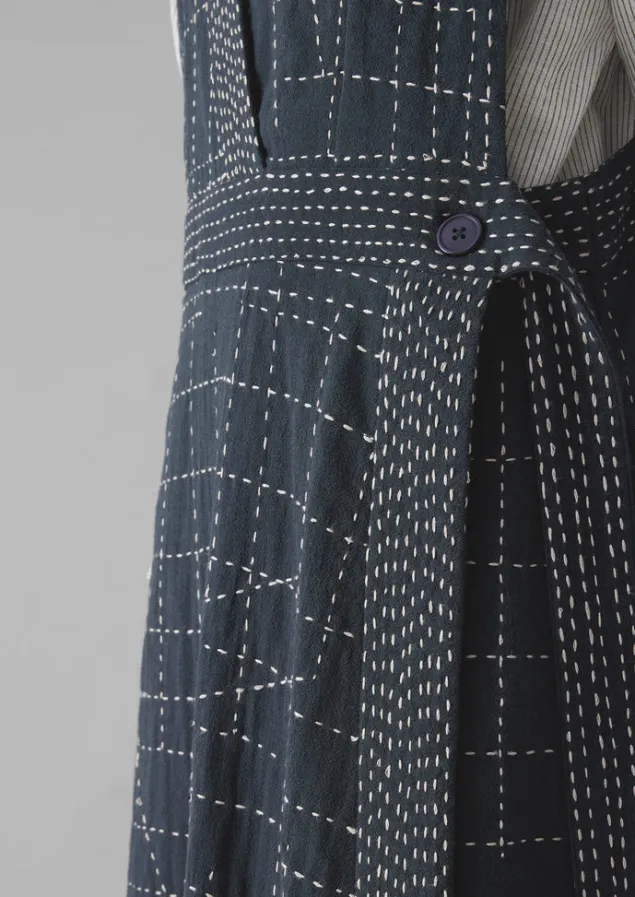 kantha_stitched_wrap_pinafore_dress_5.webp Dresses-TOAST Kantha Stitched Wrap Pinafore Dress Anthracite
