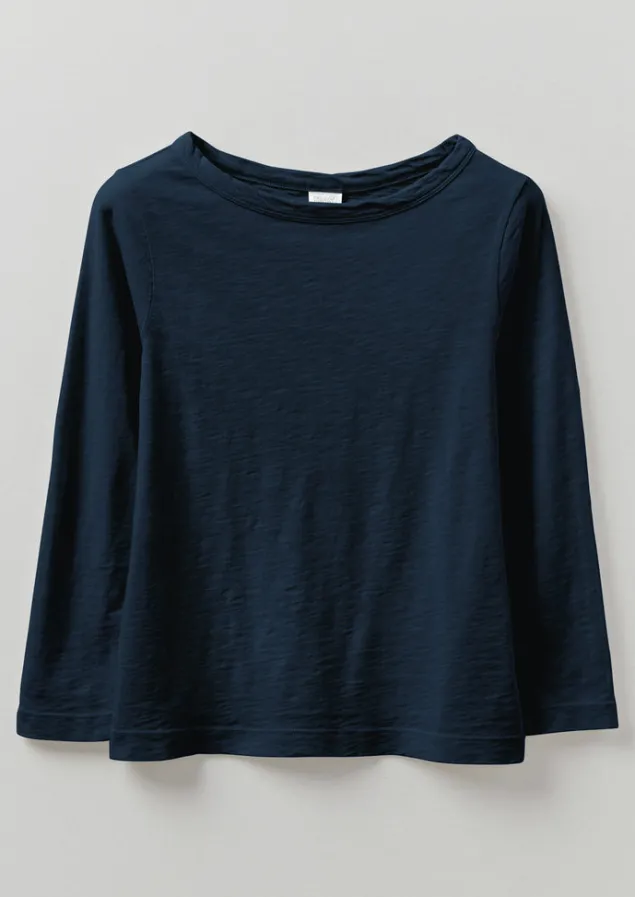 Jersey | Tops & Tees-TOAST Lia Garment Dyed Boat Neck Tee DarkNavy
