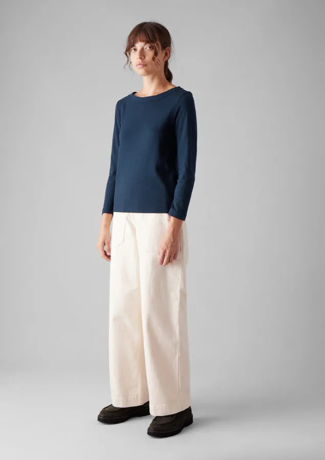 Jersey | Tops & Tees-TOAST Lia Garment Dyed Boat Neck Tee DarkNavy