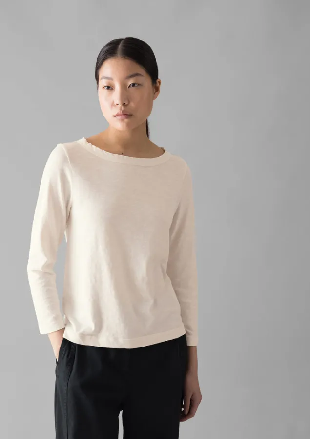 Jersey | Tops & Tees-TOAST Lia Garment Dyed Boat Neck Tee Chalk
