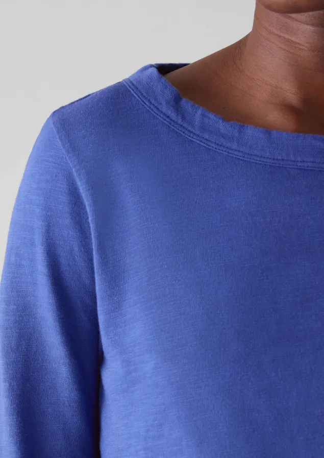 lia_garment_dyed_boat_neck_tee_2-1.webp Jersey | Tops & Tees-TOAST Lia Garment Dyed Boat Neck Tee Cobalt