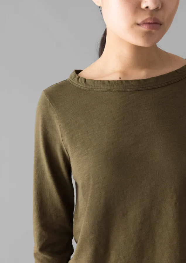 lia_garment_dyed_boat_neck_tee_2-4.webp Jersey | Tops & Tees-TOAST Lia Garment Dyed Boat Neck Tee Olive