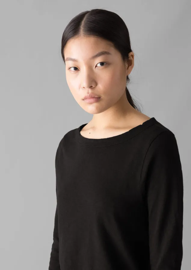 lia_garment_dyed_boat_neck_tee_2-5.webp Jersey | Tops & Tees-TOAST Lia Garment Dyed Boat Neck Tee CarbonBlack