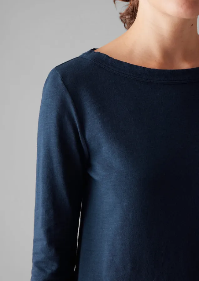 lia_garment_dyed_boat_neck_tee_3-2.webp Jersey | Tops & Tees-TOAST Lia Garment Dyed Boat Neck Tee DarkNavy