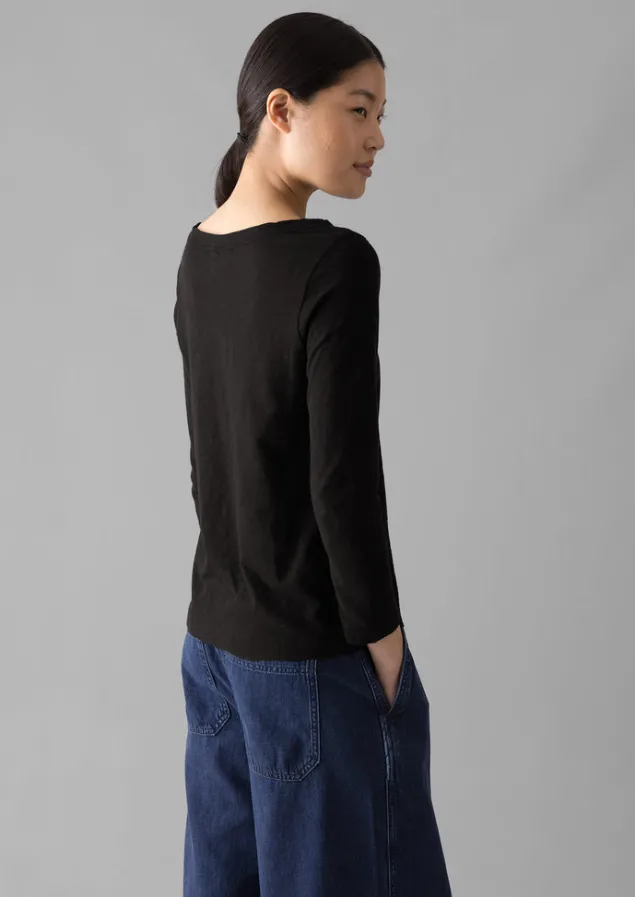 lia_garment_dyed_boat_neck_tee_3-5.webp Jersey | Tops & Tees-TOAST Lia Garment Dyed Boat Neck Tee CarbonBlack
