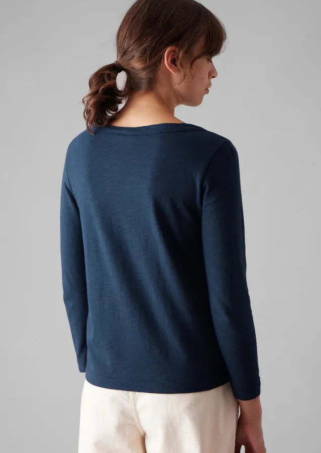 lia_garment_dyed_boat_neck_tee_4-2.webp Jersey | Tops & Tees-TOAST Lia Garment Dyed Boat Neck Tee DarkNavy