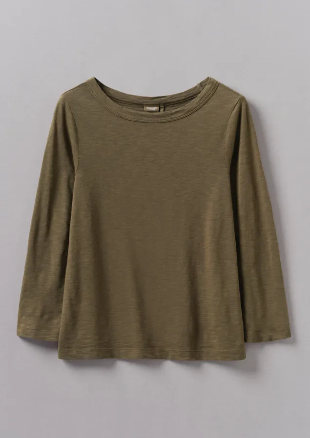 lia_garment_dyed_boat_neck_tee_4-4.webp Jersey | Tops & Tees-TOAST Lia Garment Dyed Boat Neck Tee Olive