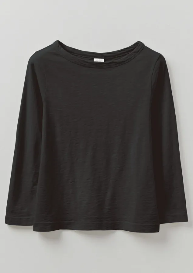 lia_garment_dyed_boat_neck_tee_4-5.webp Jersey | Tops & Tees-TOAST Lia Garment Dyed Boat Neck Tee CarbonBlack