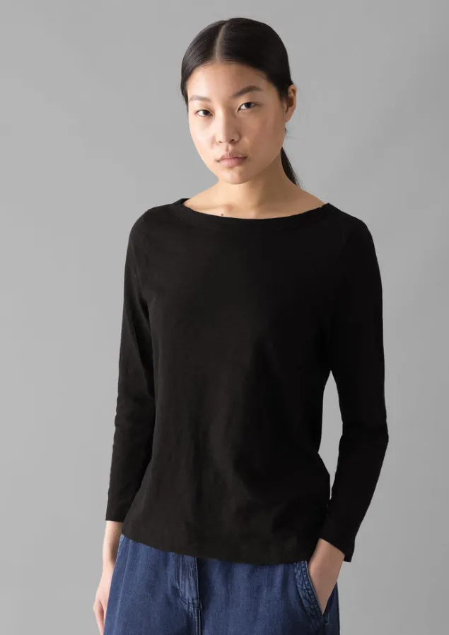 lia_garment_dyed_boat_neck_tee_5-5.webp Jersey | Tops & Tees-TOAST Lia Garment Dyed Boat Neck Tee CarbonBlack