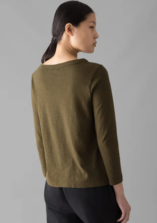 lia_garment_dyed_boat_neck_tee_7-4.webp Jersey | Tops & Tees-TOAST Lia Garment Dyed Boat Neck Tee Olive