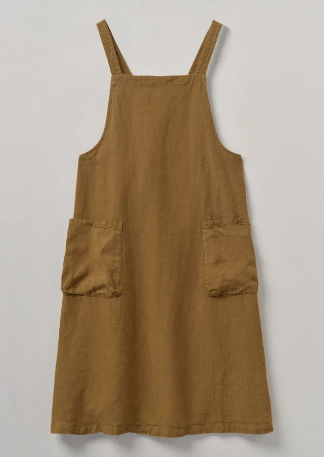 Aprons & Tea Towels-TOAST Linen Crossback Pinafore Apron TawnyBrown