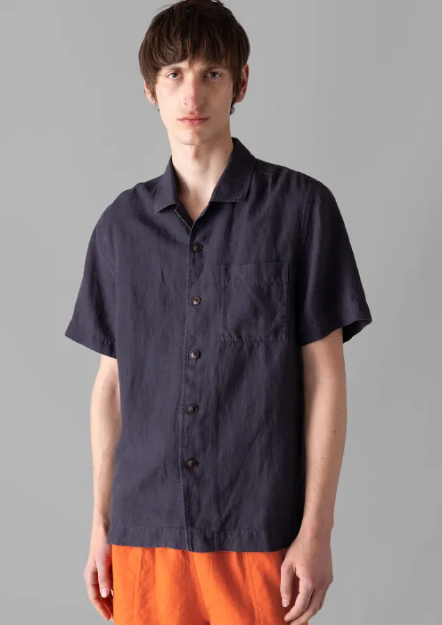 Linen | Shirts-TOAST Linen Short Sleeve Shirt Slate