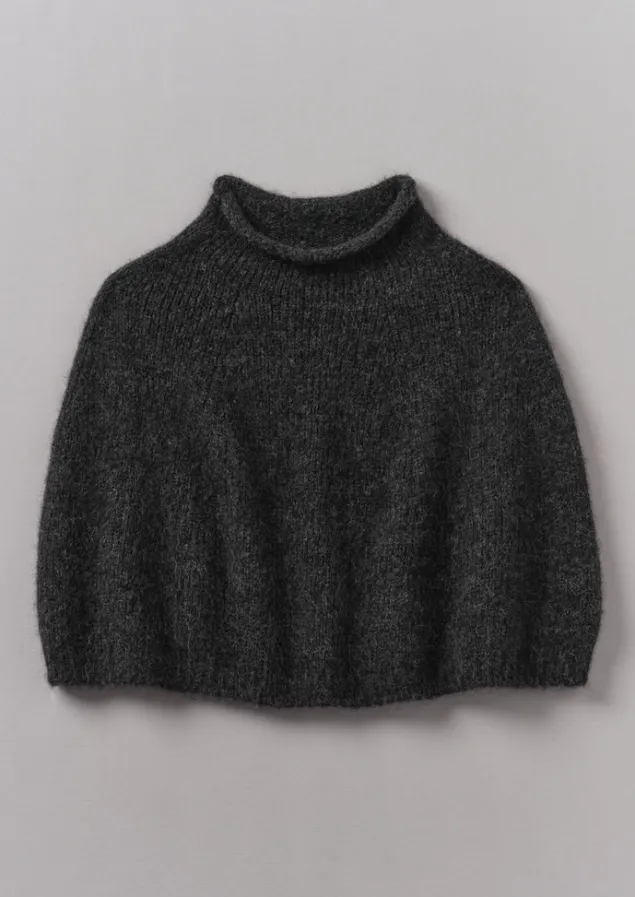 Hats, Scarves & Gloves | Knitwear-TOAST Lofty Alpaca Blend Knitted Poncho Charcoal