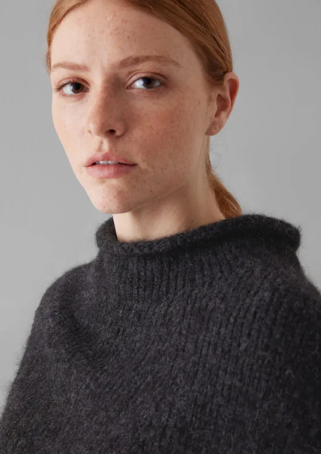 Hats, Scarves & Gloves | Knitwear-TOAST Lofty Alpaca Blend Knitted Poncho Charcoal
