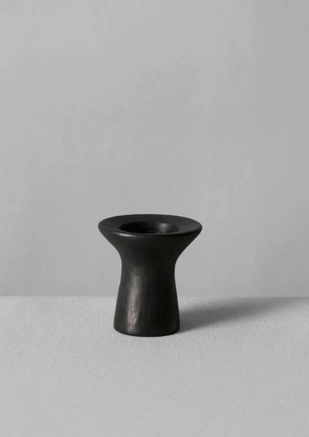 Decorative Pieces | Ceramics-TOAST Longpi Stubby Candle Holder BlackClay