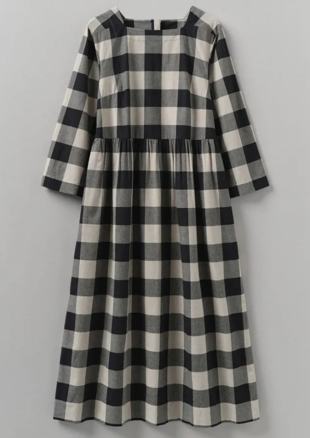 Cashmere | Loungewear-TOAST Macro Gingham Cotton Cashmere Dress Onyx/Ecru
